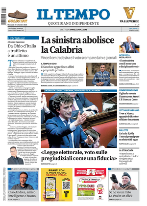 Prima pagina Il Tempo di oggi - Quotidiano regionale