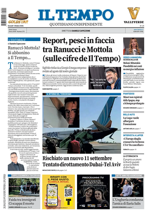 Prima pagina Il Tempo di oggi - Quotidiano regionale