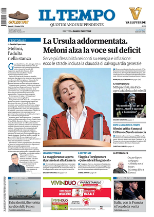 Prima pagina Il Tempo di oggi - Quotidiano regionale
