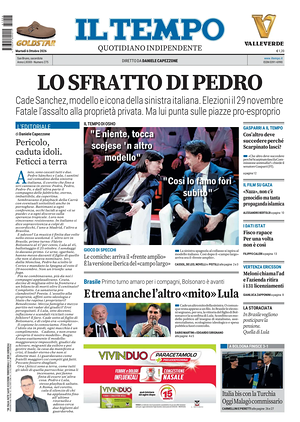 Prima pagina Il Tempo di oggi - Quotidiano regionale