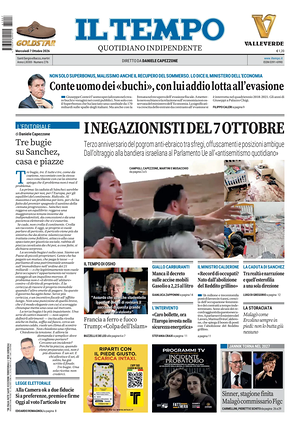 Prima pagina Il Tempo di oggi - Quotidiano regionale