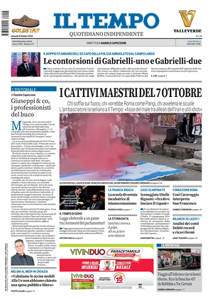 Prima pagina Il Tempo di oggi - Quotidiano regionale