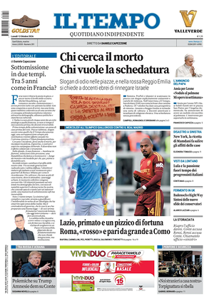 Prima pagina Il Tempo di oggi - Quotidiano regionale
