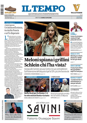 Prima pagina Il Tempo di oggi - Quotidiano regionale