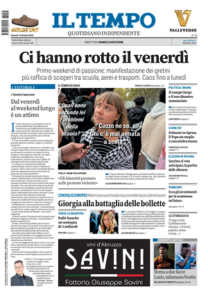 Prima pagina Il Tempo di oggi - Quotidiano regionale