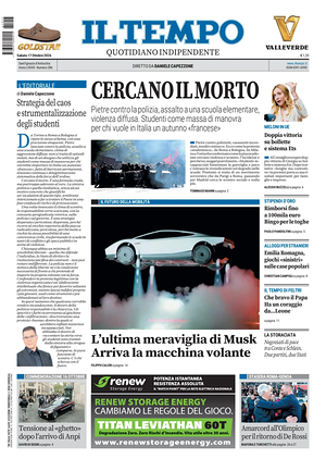 Prima pagina Il Tempo di oggi - Quotidiano regionale