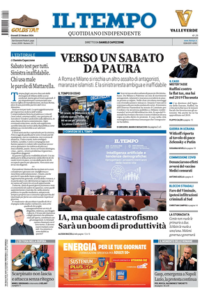 Prima pagina Il Tempo di oggi - Quotidiano regionale