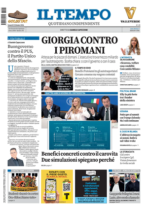 Prima pagina Il Tempo di oggi - Quotidiano regionale