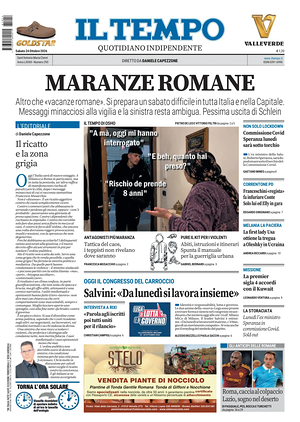 Prima pagina Il Tempo di oggi - Quotidiano regionale