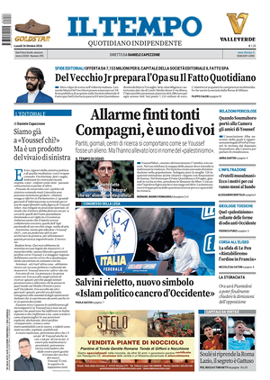 Prima pagina Il Tempo di oggi - Quotidiano regionale