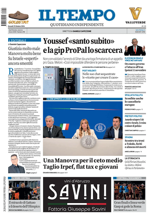 Prima pagina Il Tempo di oggi - Quotidiano regionale
