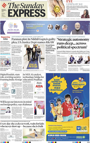 Prima pagina The Indian Express di oggi - Quotidiano estero