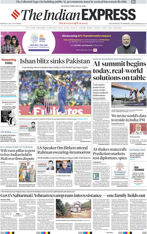 Prima pagina The Indian Express di oggi - Quotidiano estero