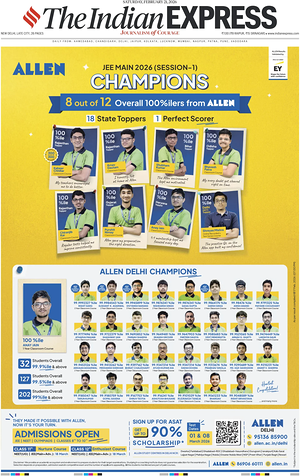 Prima pagina The Indian Express di oggi - Quotidiano estero