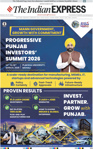 Prima pagina The Indian Express di oggi - Quotidiano estero