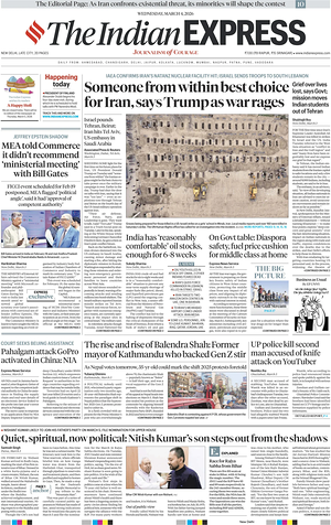 Prima pagina The Indian Express di oggi - Quotidiano estero