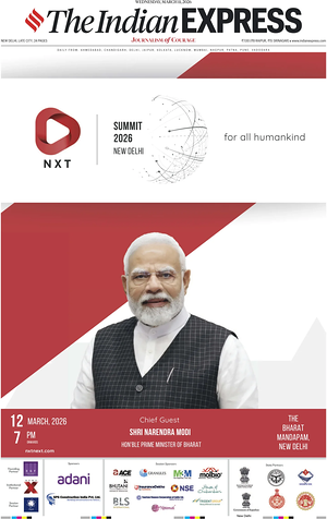 Prima pagina The Indian Express di oggi - Quotidiano estero