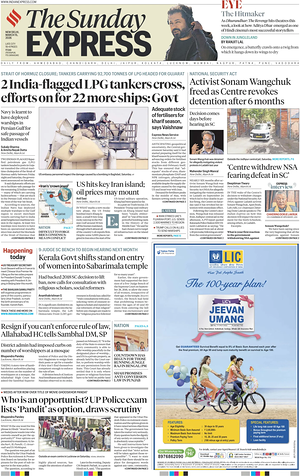 Prima pagina The Indian Express di oggi - Quotidiano estero
