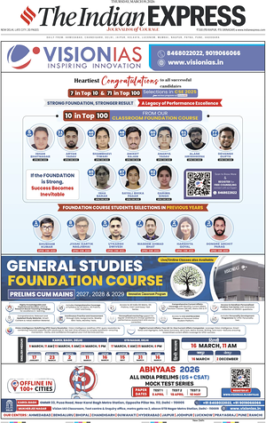 Prima pagina The Indian Express di oggi - Quotidiano estero