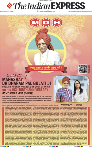 Prima pagina The Indian Express di oggi - Quotidiano estero