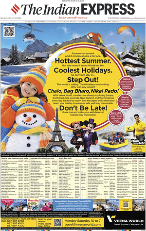 Prima pagina The Indian Express di oggi - Quotidiano estero