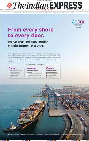 Prima pagina The Indian Express di oggi - Quotidiano estero