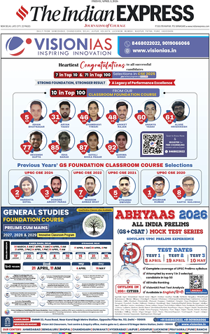 Prima pagina The Indian Express di oggi - Quotidiano estero