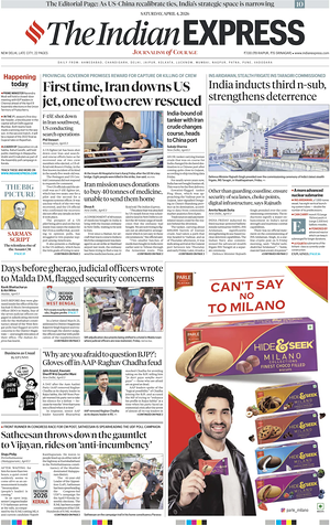 Prima pagina The Indian Express di oggi - Quotidiano estero
