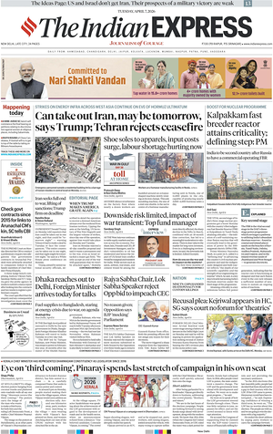 Prima pagina The Indian Express di oggi - Quotidiano estero