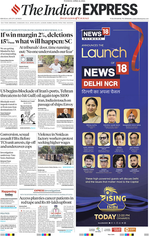 Prima pagina The Indian Express di oggi - Quotidiano estero