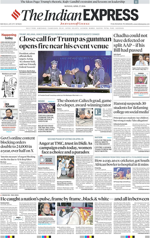 Prima pagina The Indian Express di oggi - Quotidiano estero