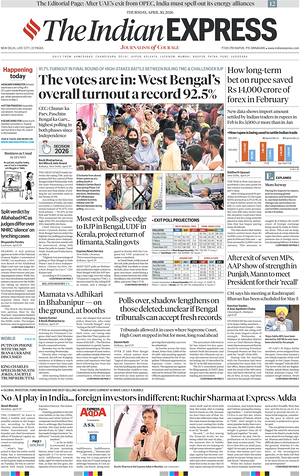 Prima pagina The Indian Express di oggi - Quotidiano estero