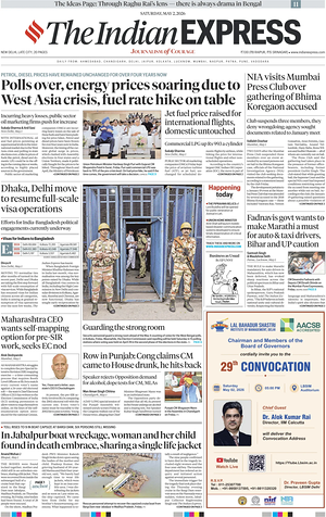 Prima pagina The Indian Express di oggi - Quotidiano estero