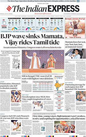 Prima pagina The Indian Express di oggi - Quotidiano estero