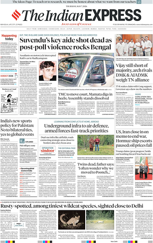 Prima pagina The Indian Express di oggi - Quotidiano estero