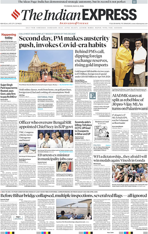 Prima pagina The Indian Express di oggi - Quotidiano estero