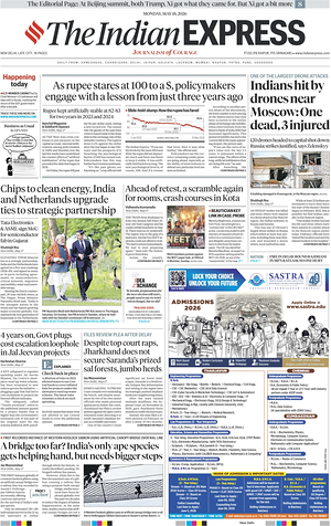 Prima pagina The Indian Express di oggi - Quotidiano estero
