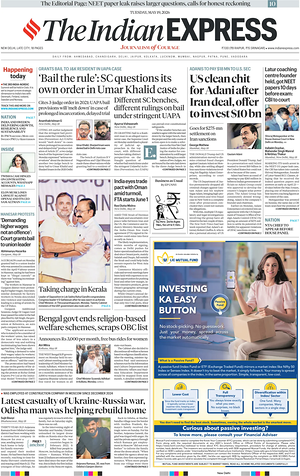 Prima pagina The Indian Express di oggi - Quotidiano estero