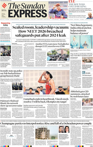 Prima pagina The Indian Express di oggi - Quotidiano estero