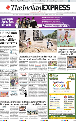 Prima pagina The Indian Express di oggi - Quotidiano estero