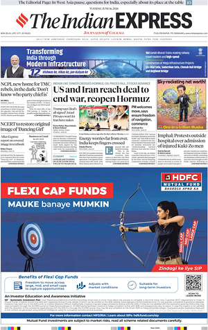 Prima pagina The Indian Express di oggi - Quotidiano estero