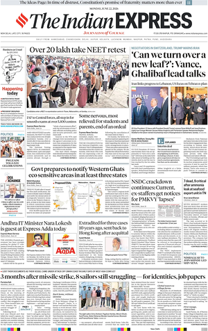 Prima pagina The Indian Express di oggi - Quotidiano estero