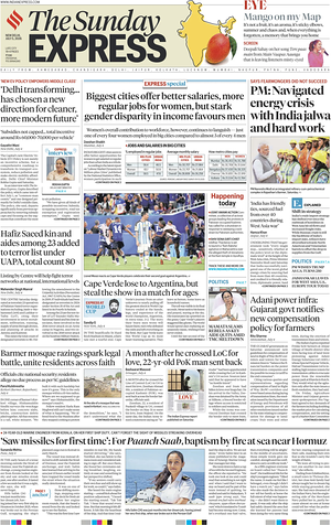 Prima pagina The Indian Express di oggi - Quotidiano estero