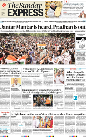 Prima pagina The Indian Express di oggi - Quotidiano estero
