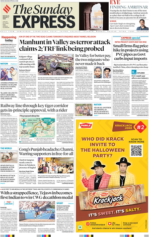 Prima pagina The Indian Express di oggi - Quotidiano estero
