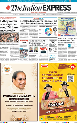 Prima pagina The Indian Express di oggi - Quotidiano estero