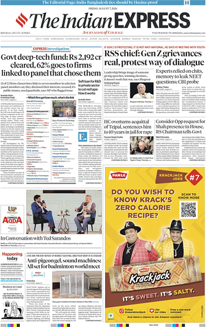 Prima pagina The Indian Express di oggi - Quotidiano estero