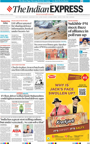 Prima pagina The Indian Express di oggi - Quotidiano estero