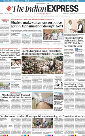 Prima pagina The Indian Express di oggi - Quotidiano estero