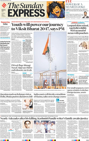 Prima pagina The Indian Express di oggi - Quotidiano estero